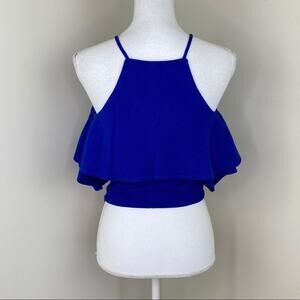 J.O.A. Los Angeles Cold Shoulder Top Blue Size S